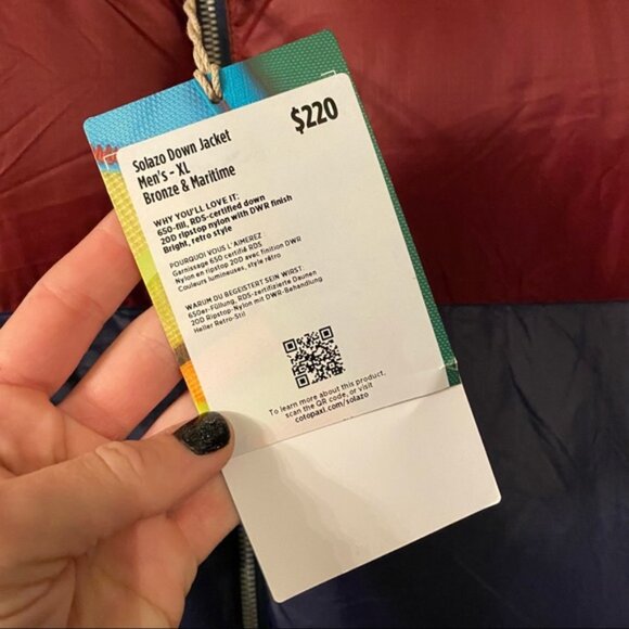 NWT Cotopaxi Solazo down jacket mens XL bronze & maritime - Picture 10 of 10